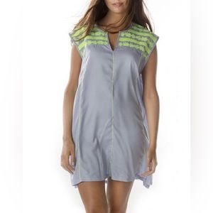 Bindi Short Sleeve Embroidered Clarissa Dress Blue Green Size Medium